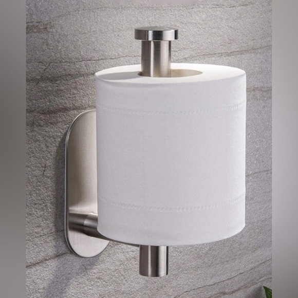 NIB Stainless Steel Toilet Paper Holder / No Punch /Easy 3M Stick Decor Bathroom - Picture 3 of 15